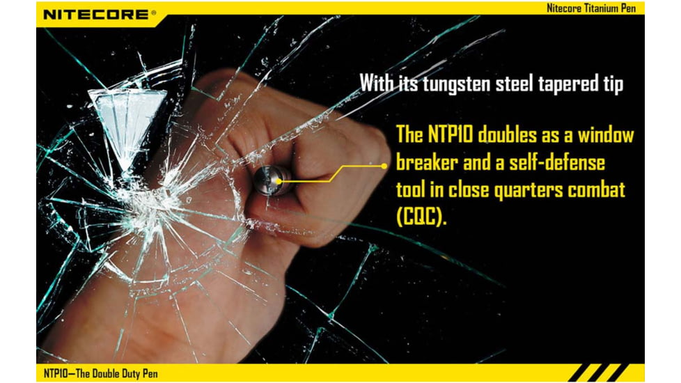 Nitecore NTP10 Titanium Tactical Pen with Tungsten Steel Tip, Silver, 6952506401338