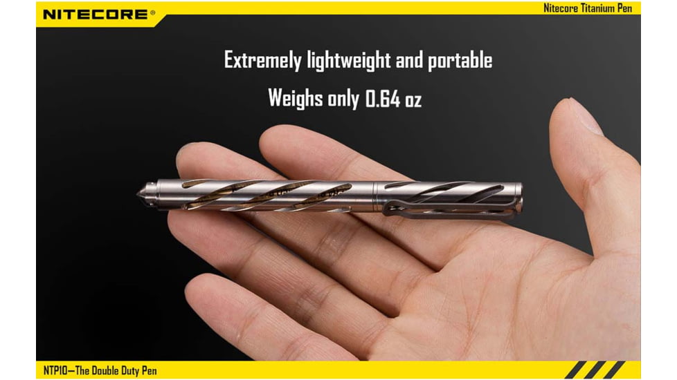 Nitecore NTP10 Titanium Tactical Pen with Tungsten Steel Tip, Silver, 6952506401338