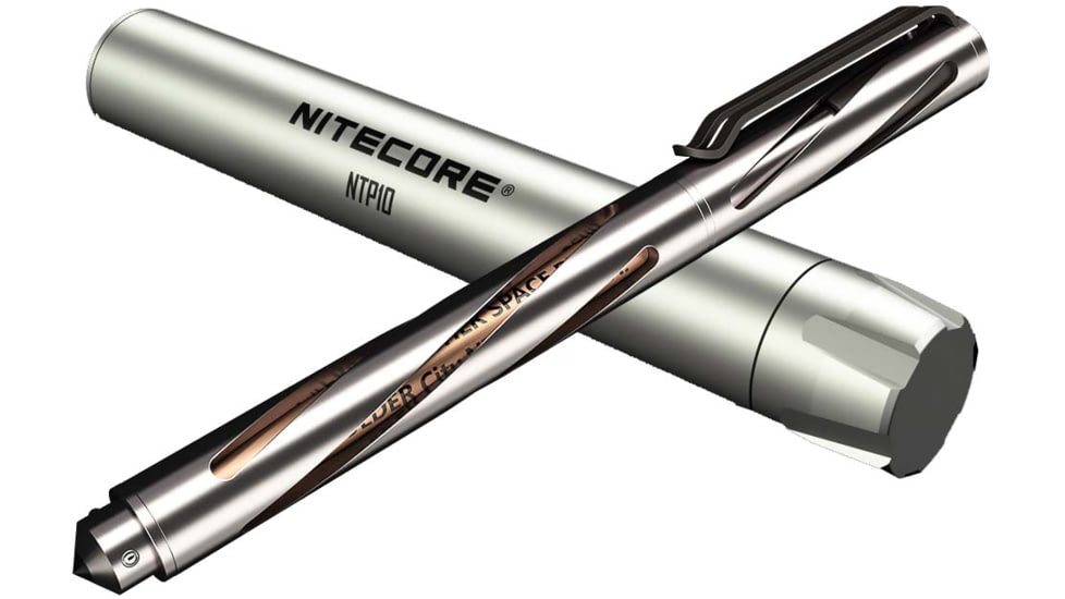 Nitecore NTP10 Titanium Tactical Pen w/Tungsten Steel Tip, Silver, 6952506401338