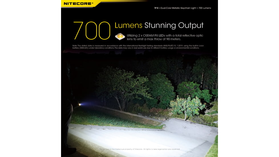 Nitecore Tip SE 700 Lumen Rechargeable Keychain EDC Flashlight, Grey, 6952506406180