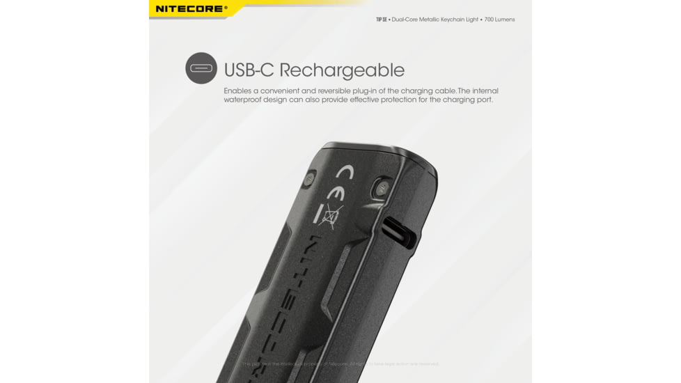 Nitecore Tip SE 700 Lumen Rechargeable Keychain EDC Flashlight, Grey, 6952506406180
