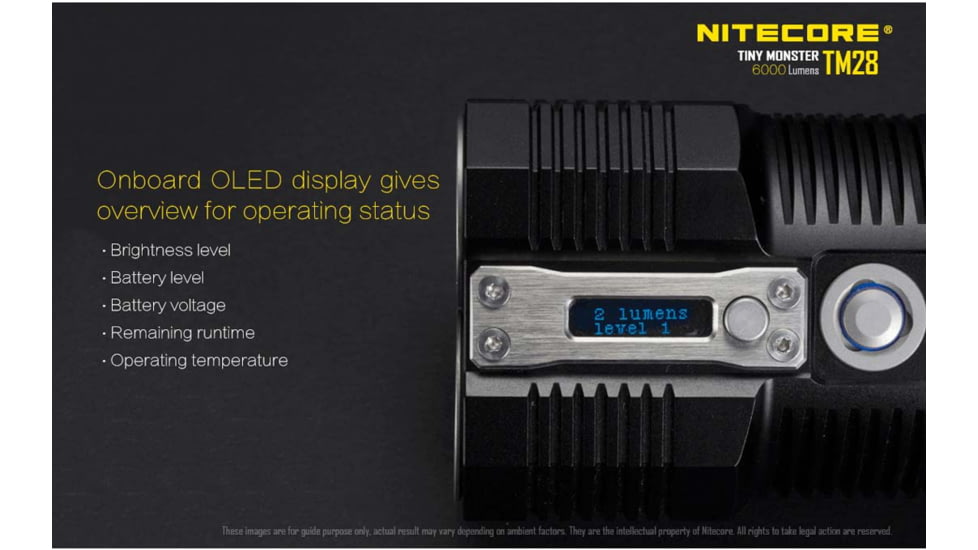 Nitecore TM28 Tiny Monster 6000 Lumen Quad Ray Flashlight, Black, 6952506402953