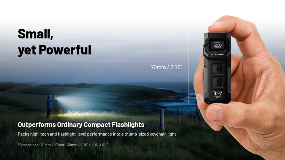 Nitecore TUP2 MCT Rechargeable Keychain EDC Lithium Ion 1200 Lumens LED Flashlight, Black, 6952506409501