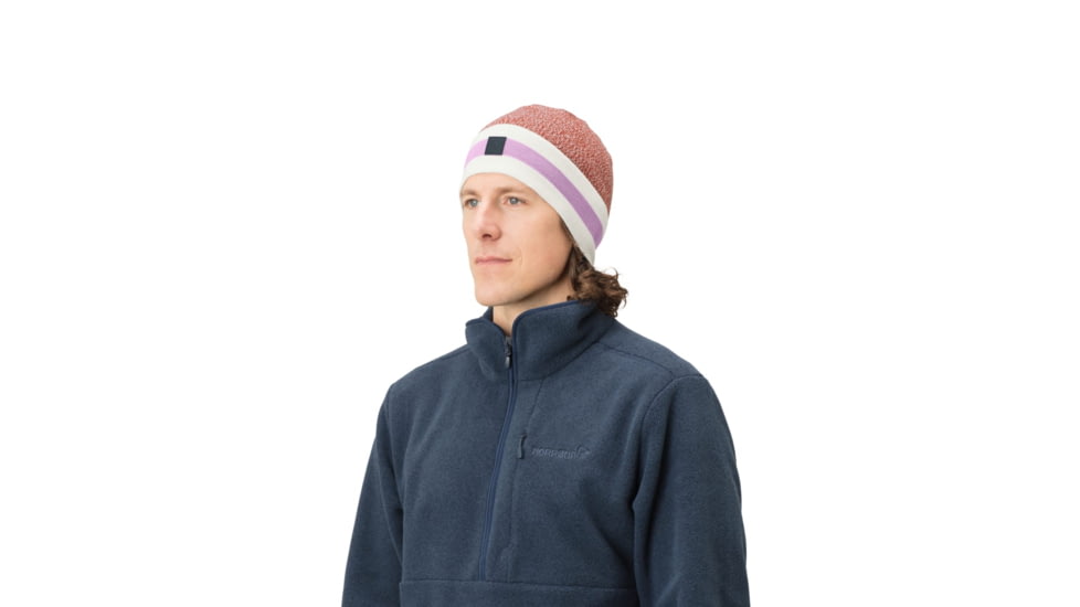 Norrona /29 Marl Knit Stripe Wool Beanie, Violet Tulle, One Size, 7042698431134
