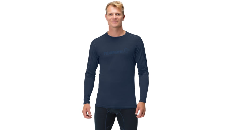 Norrona Falketind Equaliser Merino Round Neck Shirt - Mens, Indigo Night/Pure Cashmere, 2XL, 1820-22-2017-XXL