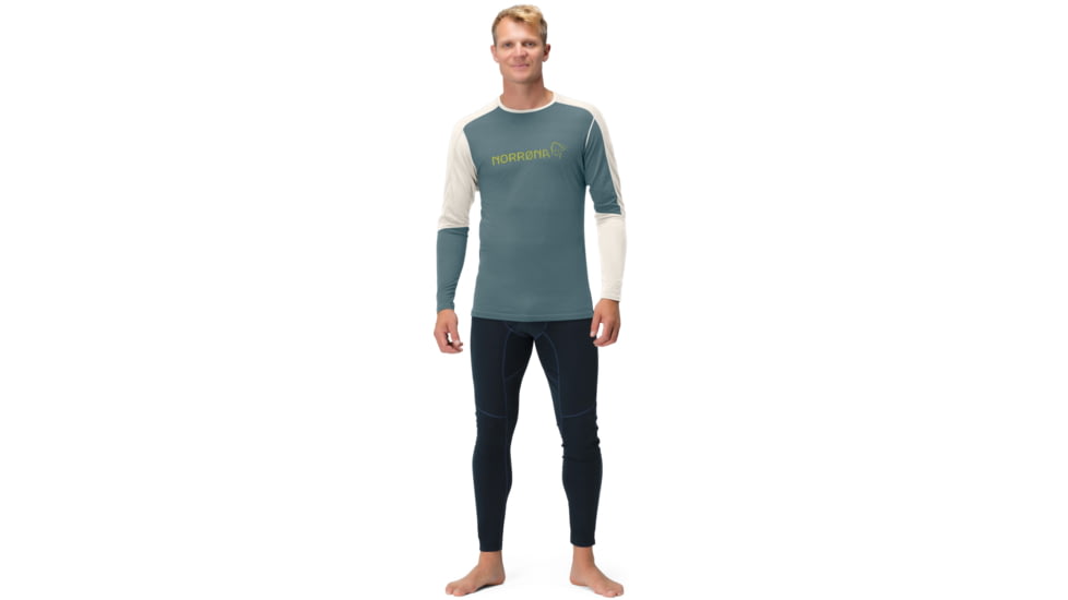 Norrona Falketind Equaliser Merino Round Neck Shirt - Mens, North Atlantic/Snowdrop, Large, 7042698472205