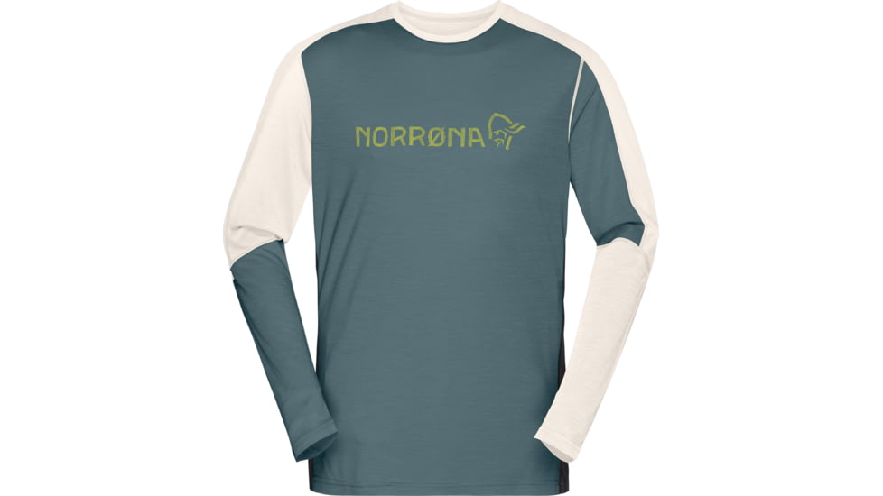 Norrona Falketind Equaliser Merino Round Neck Shirt - Mens, North Atlantic/Snowdrop, Large, 7042698472205