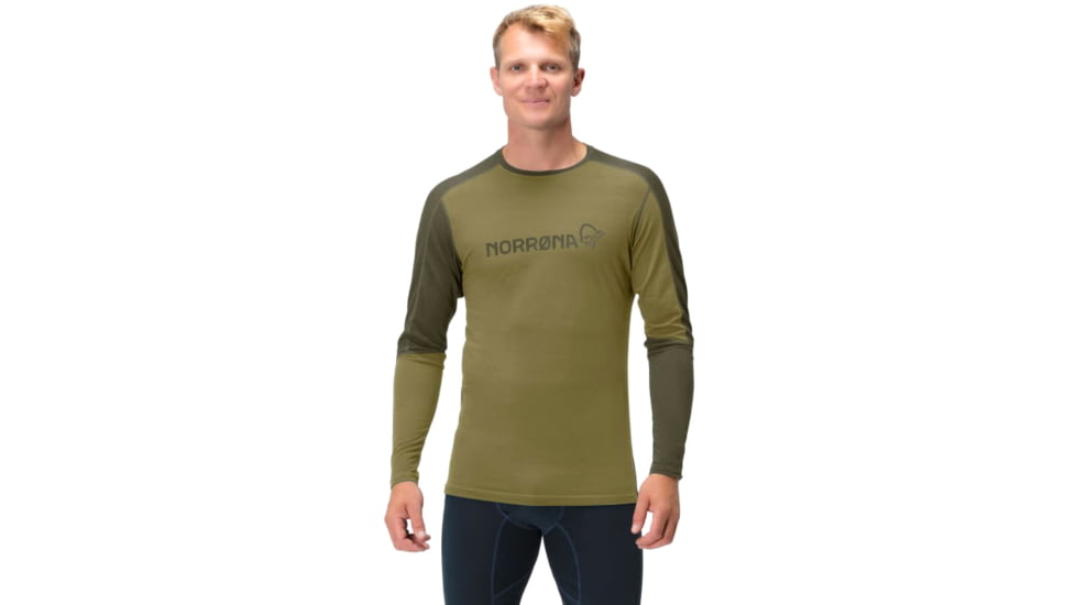 Norrona Falketind Equaliser Merino Round Neck Shirt - Mens, Olive Drab/Olive Night, Small, 1820-22 3908 S