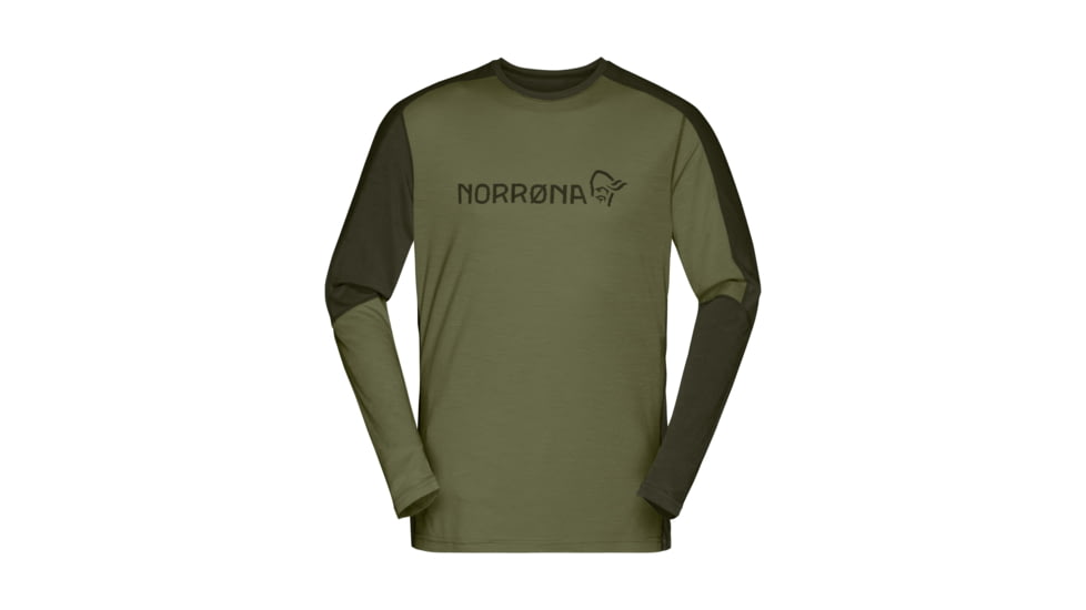 Norrona Falketind Equaliser Merino Round Neck Shirt - Mens, Olive Night/Rosin, Extra Large, 1820-22-3319-XL