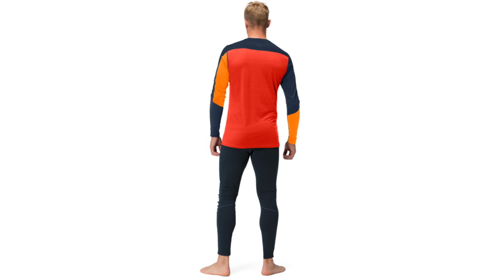 Norrona Falketind Equaliser Merino Round Neck Shirt - Mens, Orange Popsicle/Indigo Night, Small, 7042698472120