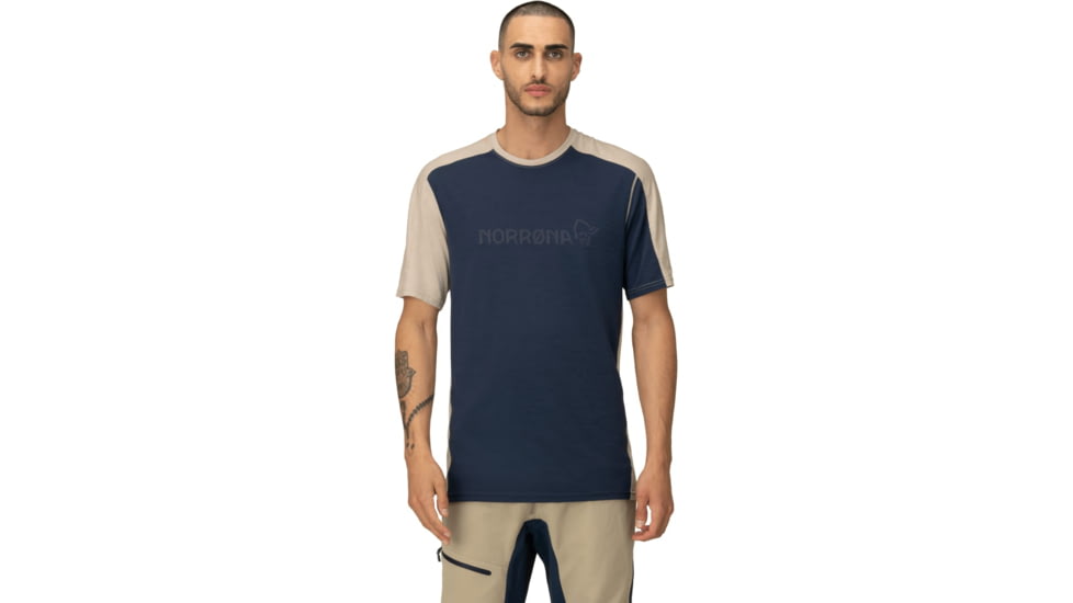 Norrona Falketind Equaliser Merino T-Shirt - Mens, Indigo Night/Pure Cashmere, Extra Large, 1821-22-2017-XL