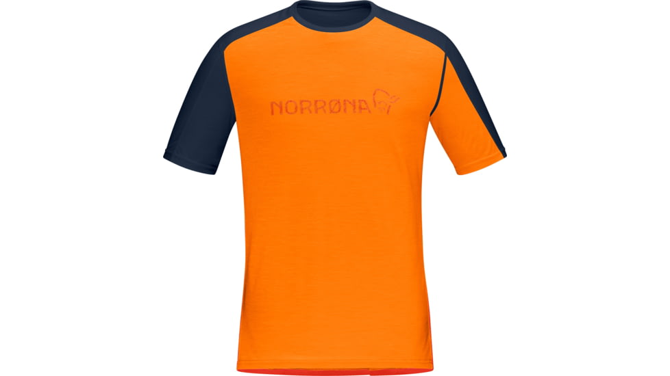 Norrona Falketind Equaliser Merino T-Shirt - Mens, Orange Popsicle/Indigo Night, 2XL, 7042698472342