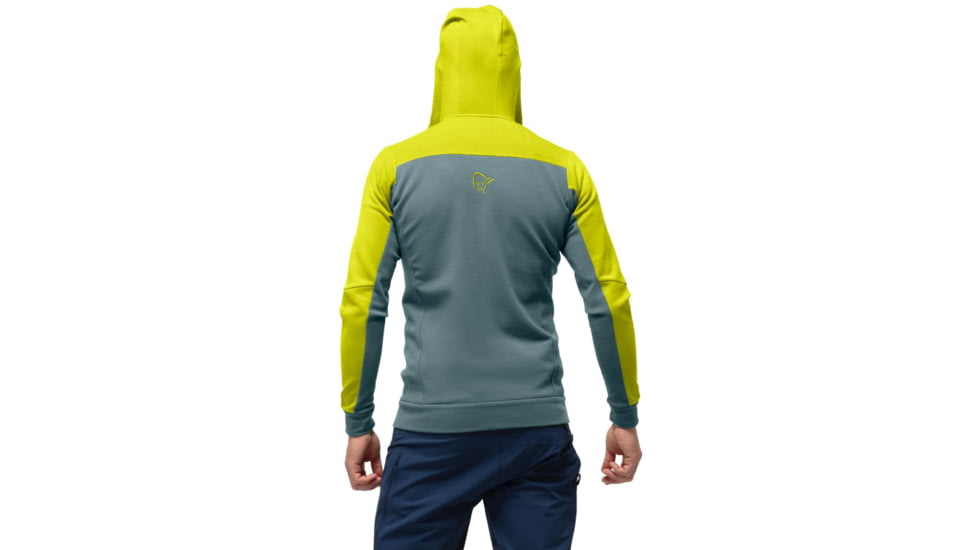 Norrona Falketind Warmwool2 Stretch Zip Hood - Mens, Sulphur Spring/North Atlantic, Medium, 7042698457653