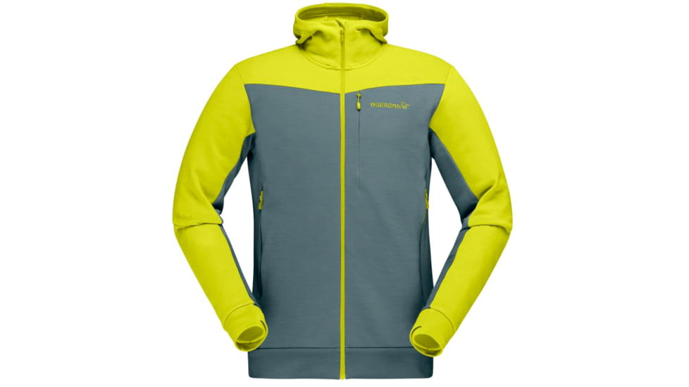 Norrona Falketind Warmwool2 Stretch Zip Hood - Mens, Sulphur Spring/North Atlantic, Medium, 7042698457653
