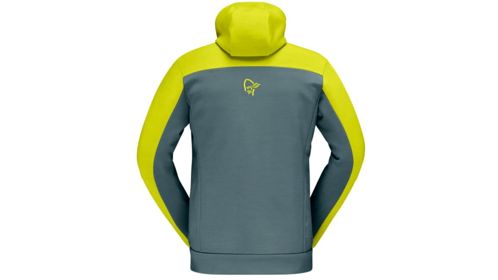 Norrona Falketind Warmwool2 Stretch Zip Hood - Mens, Sulphur Spring/North Atlantic, Medium, 7042698457653