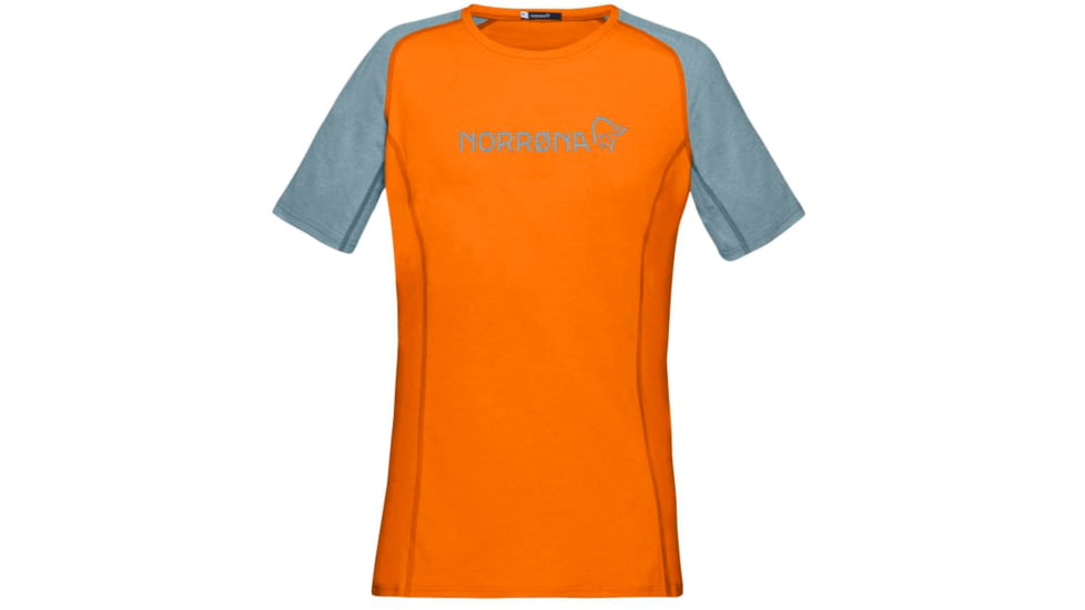 Norrona Fjora Equaliser Lightweight T-Shirt - Womens, Orange Popsicle/Tourmaline, Small, 7042698465009