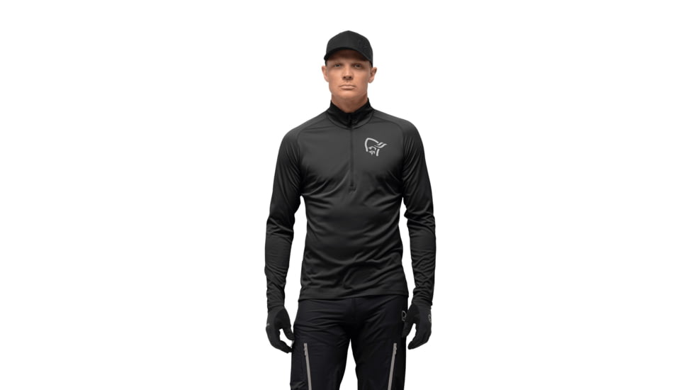 Norrona Fjora Equaliser Long Sleeve Zip Top - Mens, Caviar, Large, 2214-21-7718-L