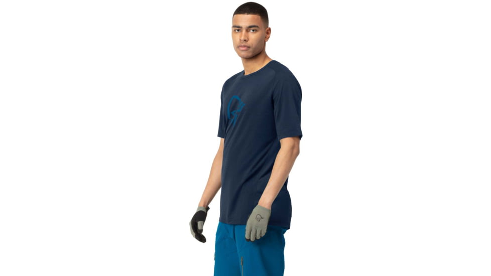Norrona Fjora Wool T-Shirt - Mens, Indigo Night/Mykonos Blue, Extra Large, 2224-21 2379 XL