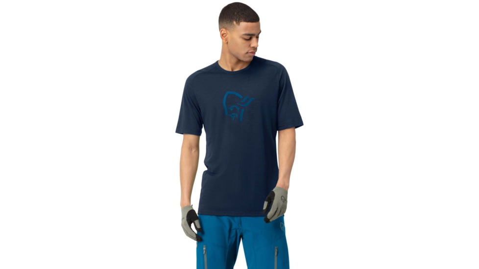 Norrona Fjora Wool T-Shirt - Mens, Indigo Night/Mykonos Blue, Extra Large, 2224-21 2379 XL