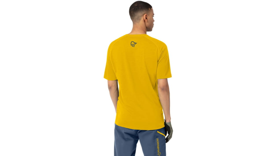 Norrona Fjora Wool T-Shirt - Mens, Sulphur/Vintage Indigo, Small, 2224-21 5012 S