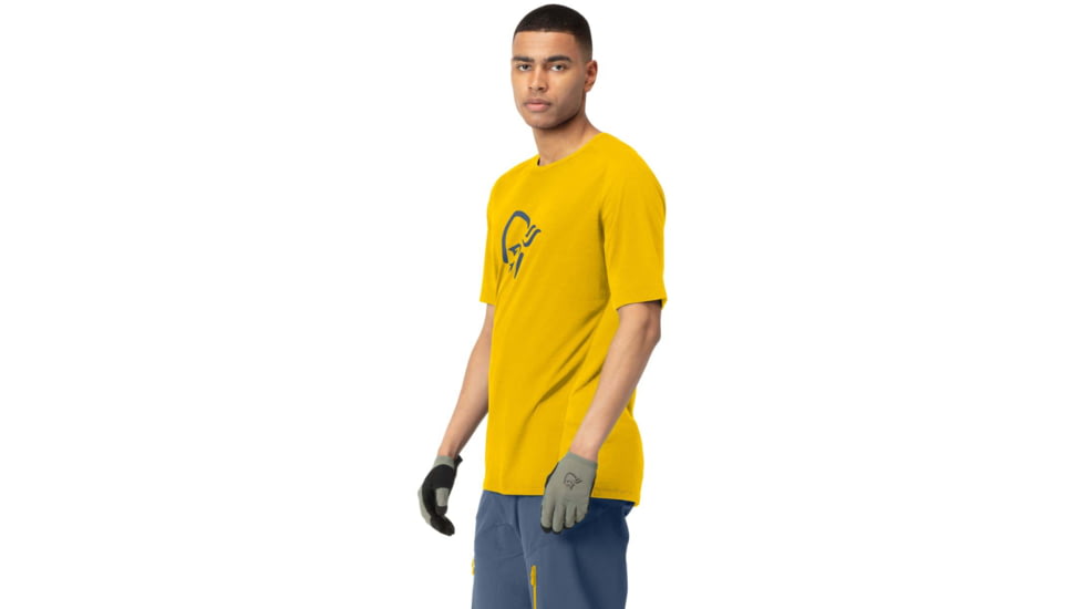 Norrona Fjora Wool T-Shirt - Mens, Sulphur/Vintage Indigo, Small, 2224-21 5012 S