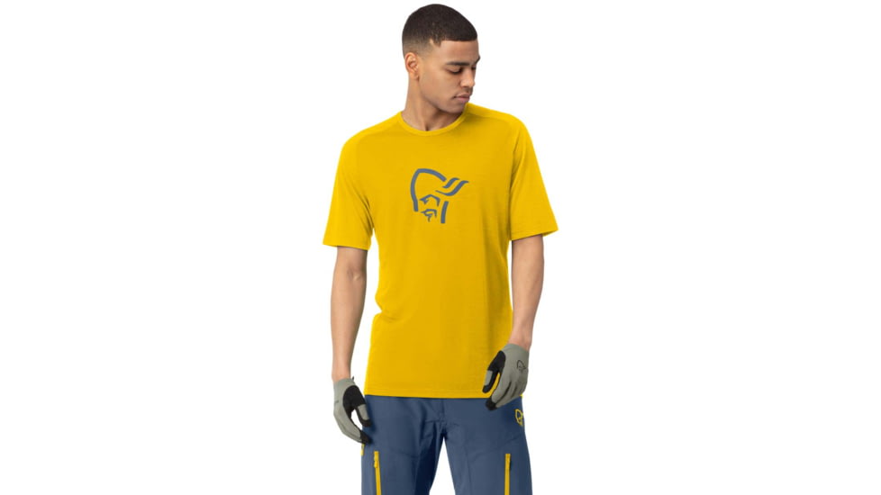 Norrona Fjora Wool T-Shirt - Mens, Sulphur/Vintage Indigo, Small, 2224-21 5012 S