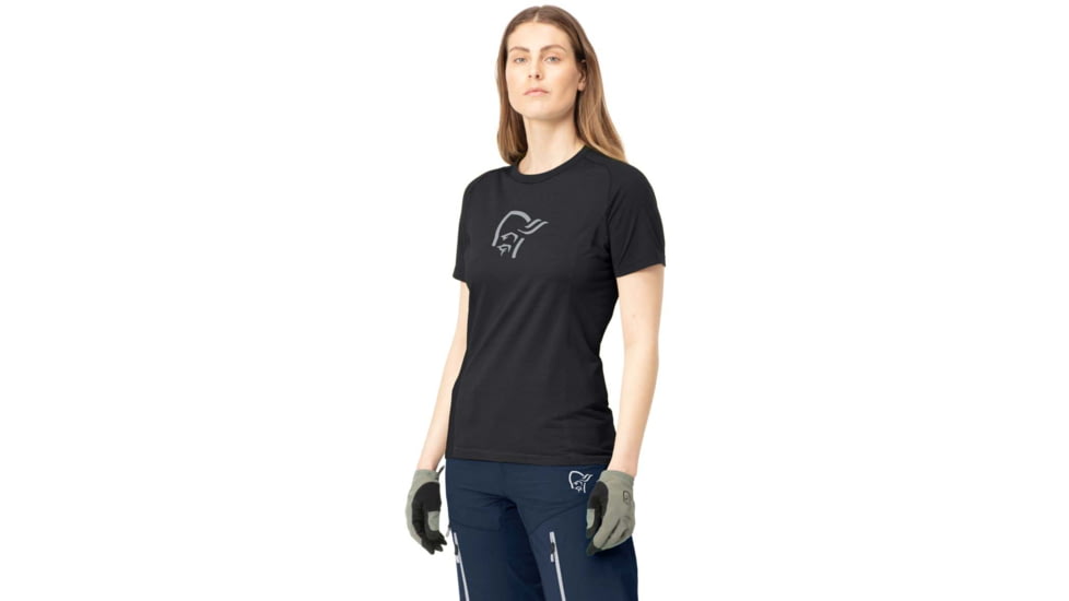 Norrona Fjora Wool T-Shirt - Womens, Caviar Black, Small, 2225-21 7718 S