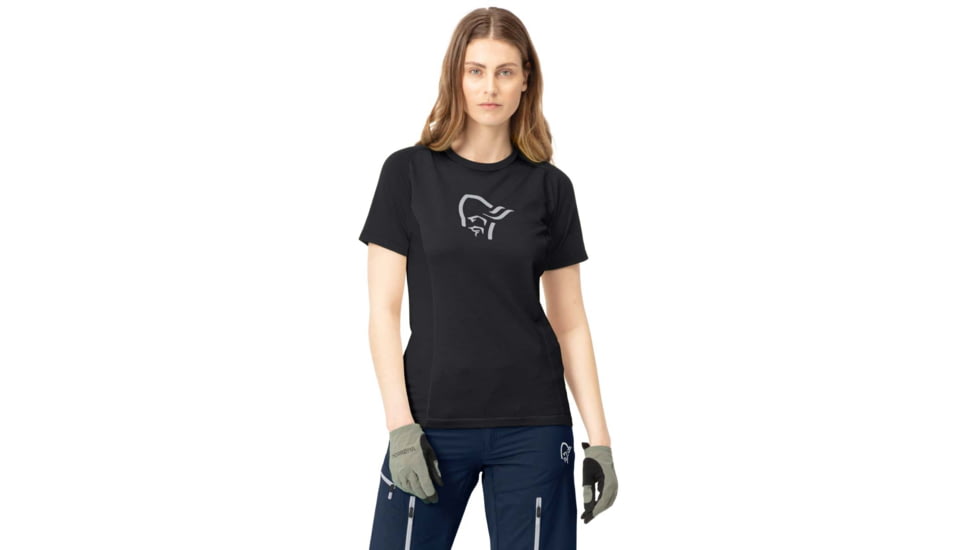 Norrona Fjora Wool T-Shirt - Womens, Caviar Black, Small, 2225-21 7718 S