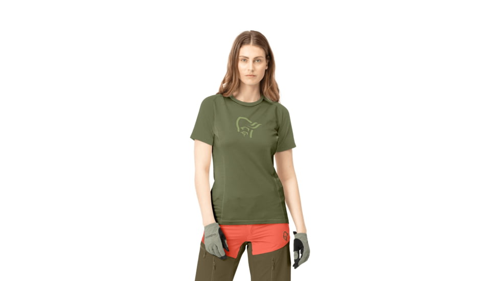Norrona Fjora Wool T-Shirt - Womens, Olive Night, Medium, 2225-21-3301-M