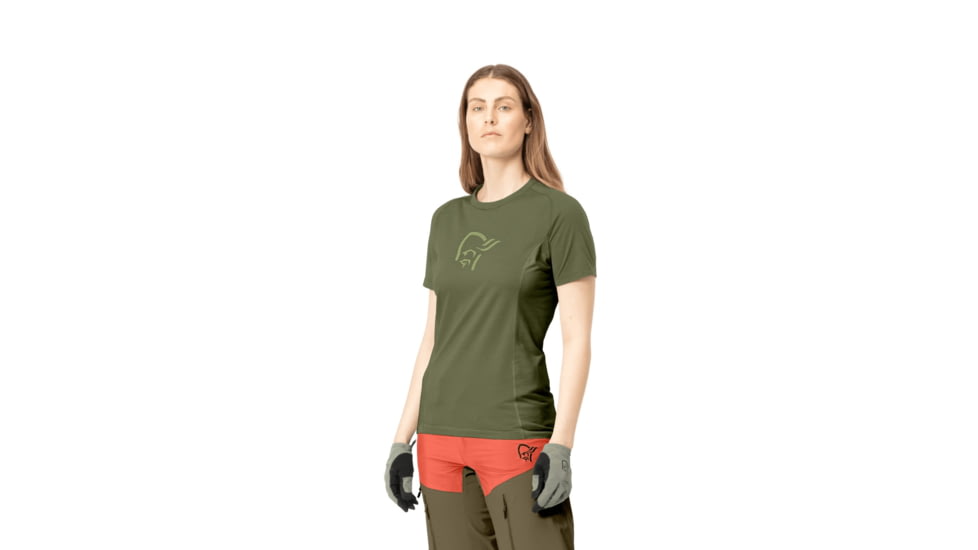 Norrona Fjora Wool T-Shirt - Womens, Olive Night, Medium, 2225-21-3301-M