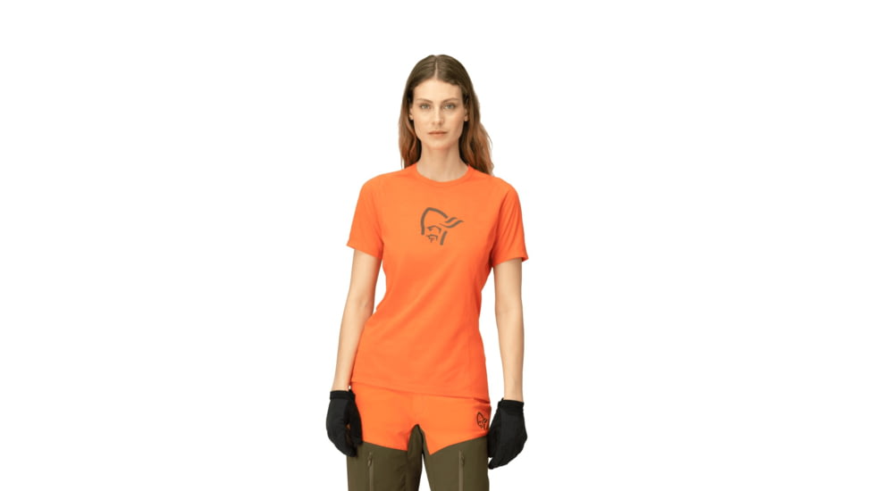 Norrona Fjora Wool T-Shirt - Womens, Orange Alert, Extra Small, 2225-21-5620-XS