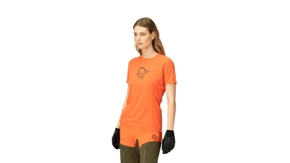 Norrona Fjora Wool T-Shirt - Womens, Orange Alert, Extra Small, 2225-21-5620-XS