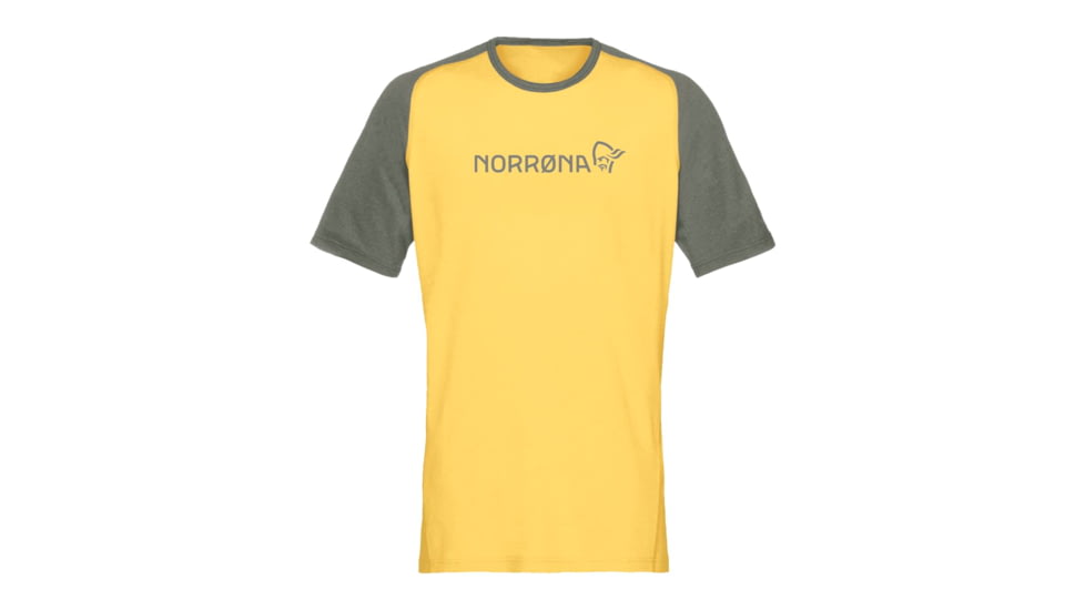 Norrona Fjr Equaliser Lightweight T-Shirt - Mens, Olive Night/Lemon Chrome, Small, 7042698437198