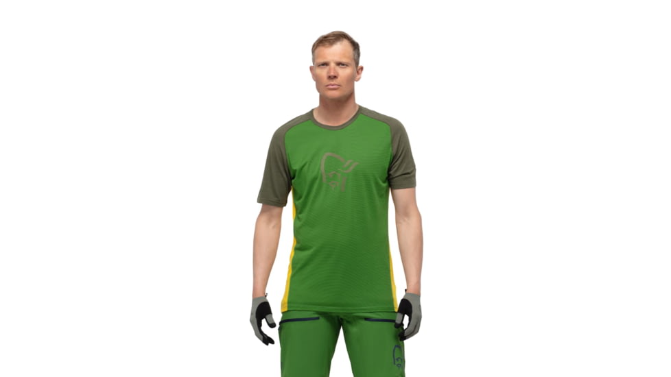 Norrona Fjr Wool T-Shirt - Mens, Treetop/Lemon Chrome, Small, 7042698425645