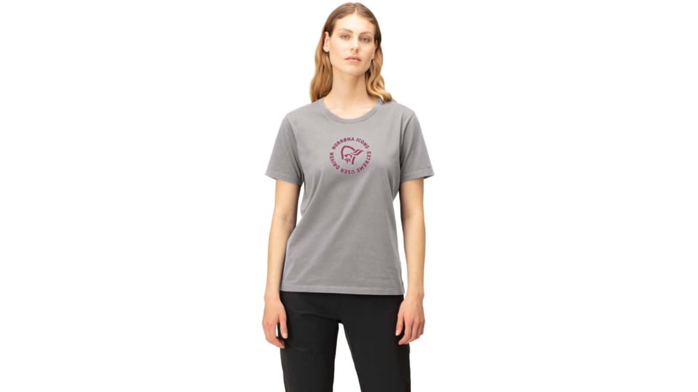 Norrona Icons T-Shirt - Womens, Grey Melange, Small, 3405-23 8870 S