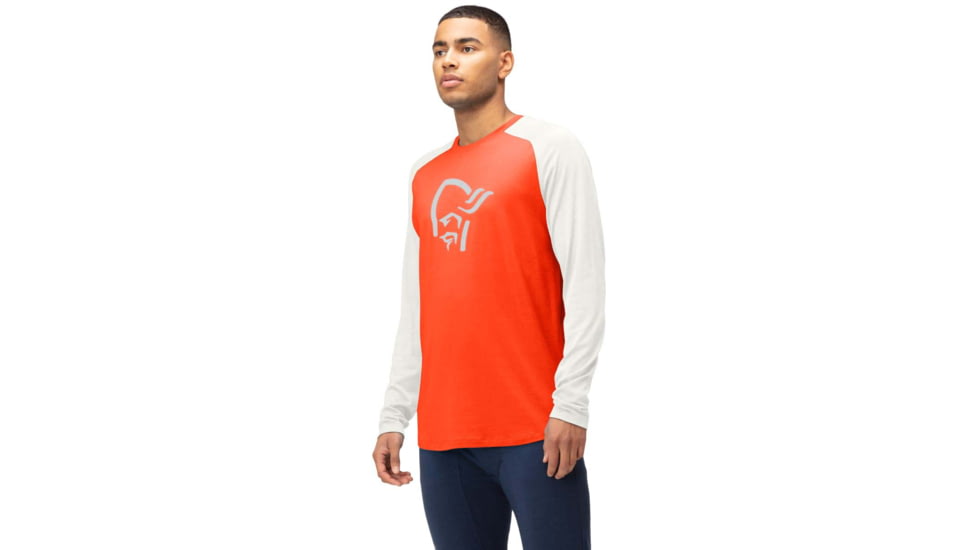 Norrona PureUll Norrona Long Sleeve - Mens, Arednalin Red/Snowdrop, Medium, 5262-21 5643 M