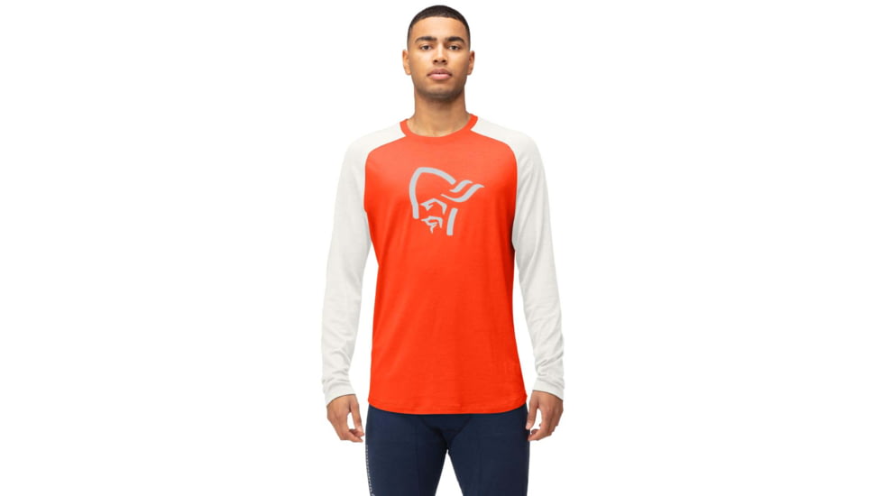 Norrona PureUll Norrona Long Sleeve - Mens, Arednalin Red/Snowdrop, Medium, 5262-21 5643 M