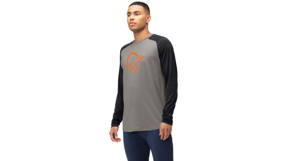 Norrona PureUll Norrona Long Sleeve - Mens, Castor Grey/Caviar Black Melange, 2XL, 5262-21 8704 XXL