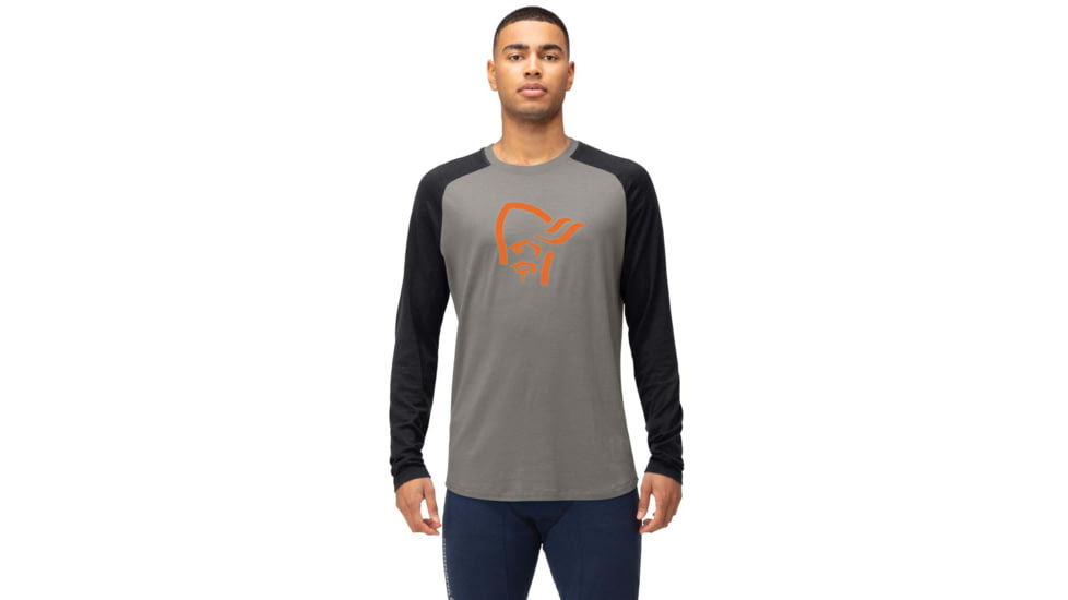 Norrona PureUll Norrona Long Sleeve - Mens, Castor Grey/Caviar Black Melange, 2XL, 5262-21 8704 XXL