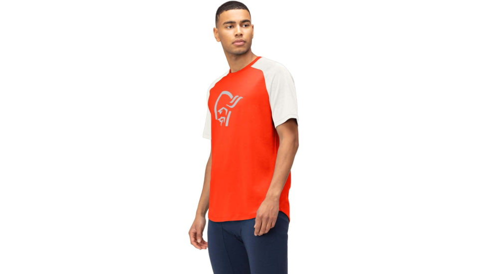Norrona PureUll Norrona T-Shirt - Mens, Arednalin Red/Snowdrop, Small, 5261-21 5643 S