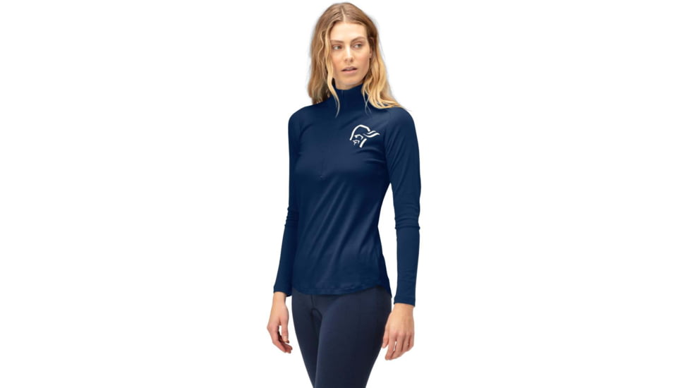 Norrona PureUll Norrona Zip Neck Shirt - Womens, Indigo Night, Extra Large, 5271-21 2295 XL
