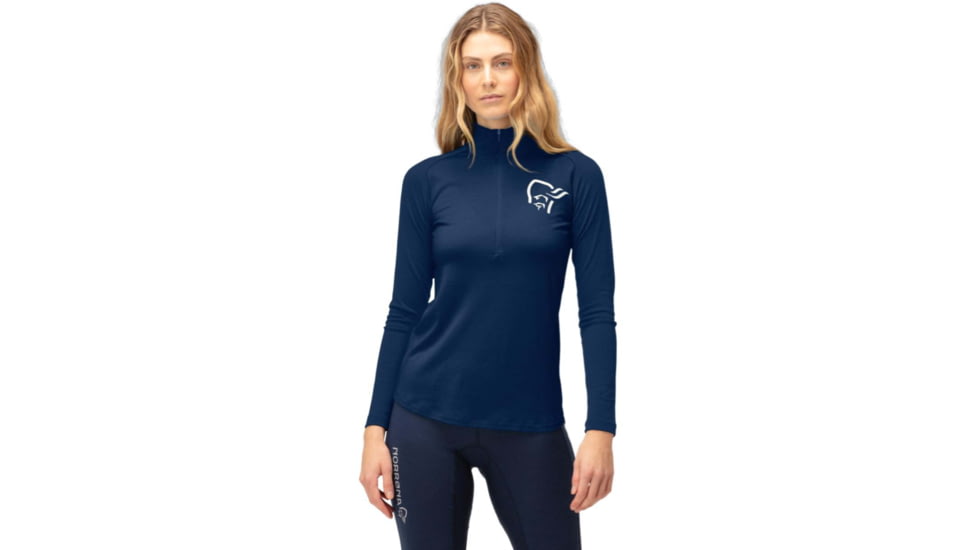 Norrona PureUll Norrona Zip Neck Shirt - Womens, Indigo Night, Extra Large, 5271-21 2295 XL