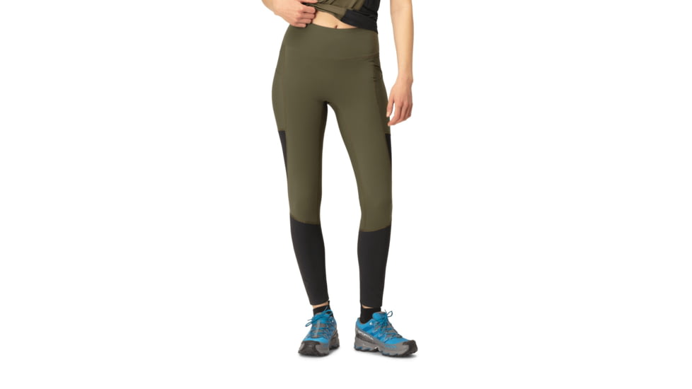 Norrona Senja Equaliser Stretch Tights - Womens, Olive Night/Caviar, Medium, 5808-23-3329-M