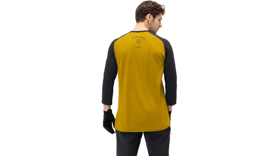 Norrona Skibotn Wool 3/4 T-Shirt - Mens, Golden Palm, Large, 7042698463500