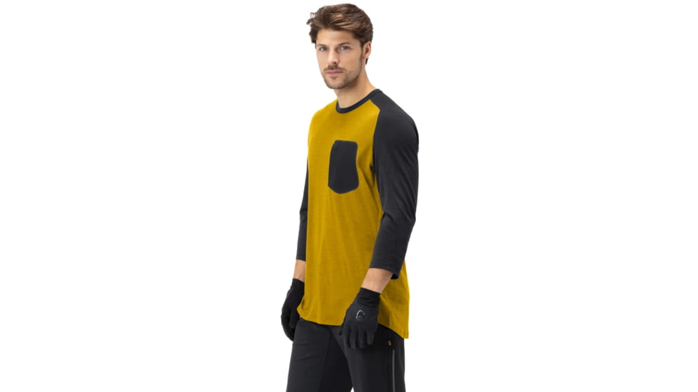 Norrona Skibotn Wool 3/4 T-Shirt - Mens, Golden Palm, Large, 7042698463500