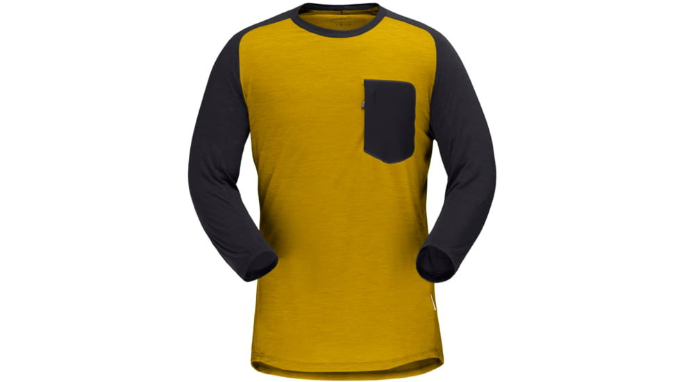 Norrona Skibotn Wool 3/4 T-Shirt - Mens, Golden Palm, Large, 7042698463500