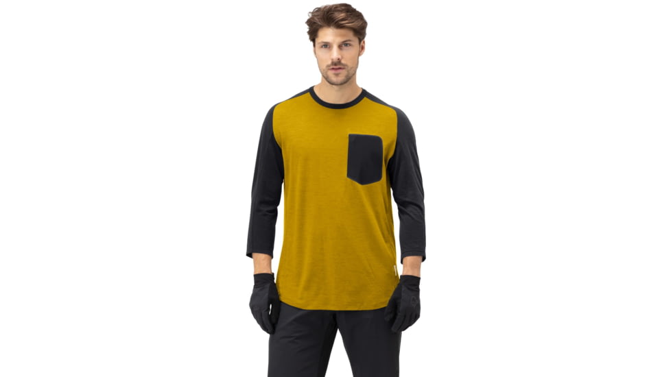 Norrona Skibotn Wool 3/4 T-Shirt - Mens, Golden Palm, Large, 7042698463500