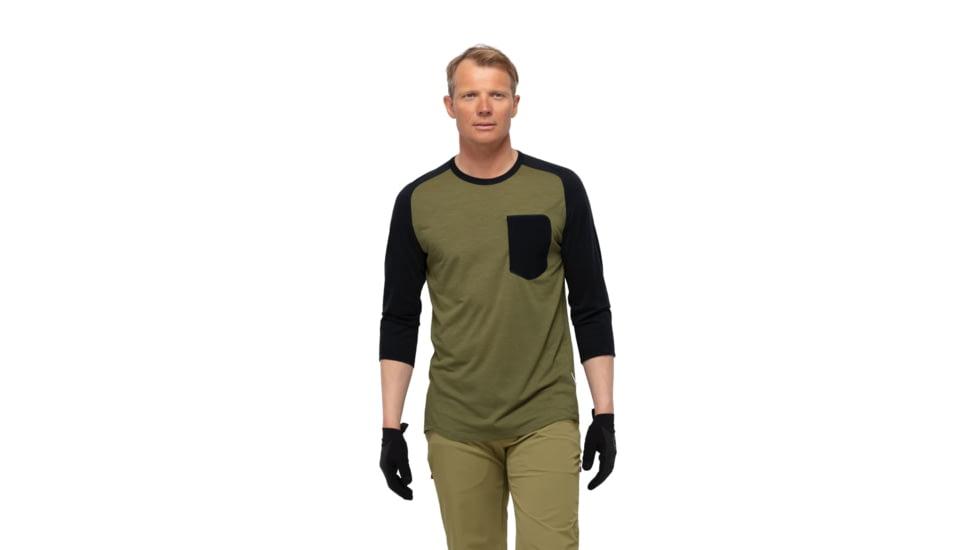 Norrona Skibotn Wool 3/4 T-Shirt - Mens, Olive Drab, Extra Large, 7042698392909