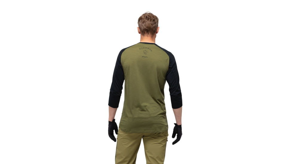 Norrona Skibotn Wool 3/4 T-Shirt - Mens, Olive Drab, Extra Large, 7042698392909