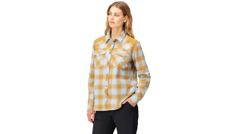 Norrona Svalbard Flannel Shirt - Womens, Blue Fog/Camelflage, Extra Small, 2401-23 6637 XS